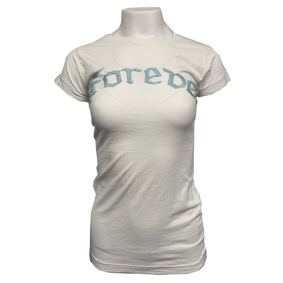 Raw7 Women's T-Shirt with Embroidery Forever - White - Picture 1 of 2